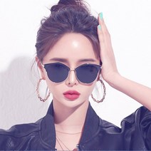 멜라크메 남성 여성 다각 메탈 동글이 블랙 검정 편광 선글라스 케이스