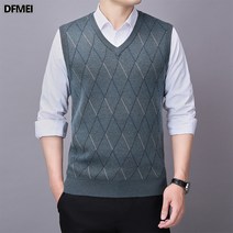 DFMEI.도톰 브이넥 민소매 다이아 자가드 니트 스웨터 민소매
