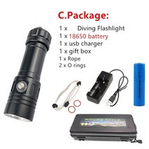 수중써치 수중랜턴 xhp50.2 l2 led 손전등 100m 수중 가장 전문 다이빙장비, c 패키지, l2 led 노란색 빛