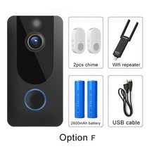 v7 smart doorbell camera ip 1080p phone door bell 아파트 ir alarm wireless security intercom wifi 초인종 v, 협력사, 옵션 f, 영국 플러그
