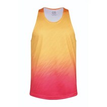 마라톤 싱글렛 마라톤복장 남성용 탱크 탑 체육관 피트니스 그라데이션 조끼, XL(180-185cm), 주황색