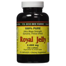 Y.S. Eco Bee Farms 로얄젤리 2000mg 75정 100% Pure Freeze Dried Fresh Royal Jelly - 2000 mg 75 Caps, 1set