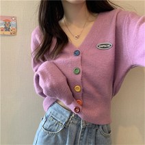 일타스캔들가디건 핫핑크가디건 2021 새로운 달콤한 카디 건 스웨터 여성 싱글 브레스트 v 넥 긴팔 니트 자켓 S-4XL 짧은 카디건 6 색