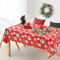 찬미디자인 크리스마스 성탄절 식탁보 테이블보, 8인용 직사각 250x130, X-mas. 부엉이 레드