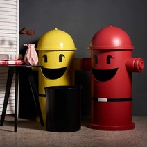 대형쓰레기통 원형 주방 업소용 가정용 사무실 펜션, 빨간 소화전 쓰레기통 40x40x90cm