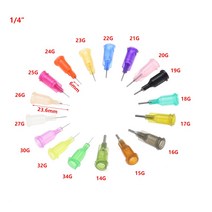 25PCS 14 -34G 1/4 루어 잠금 무딘 주사기 팁 나사 바늘 정밀 액체 디스펜서 게이지 접착제 분배, 20G(25PCS)
