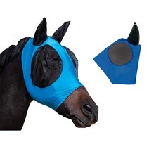 유니버설 플라이 말 마스크 모기 방지 통기성 메쉬 승마 전문 안전 말 착용 장식 승마 용품, [3] Blue L