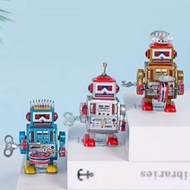 빈티지 레트로 틴토이 양철 태엽 악기 로봇 장식 소품, 쿠팡 옐로우 로봇