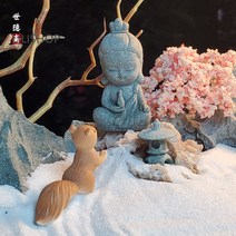 미니 불상 장군 부처상 돌 부처 장식품 관음 작은 부처 동상 작은 석불 달마 아기Hiuha 증정, 3번-리딩 리틀노비스 몽크-웨이트 80g