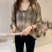 아리썬 여성 캐주얼 폴카도트 셔츠 블라우스 쉬폰 레이스 셔링 청남방