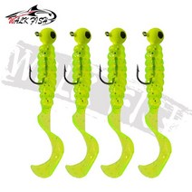 텃밭 관리기 농업용관리기 도보 물고기 4PCS 3.5g 지그 후크 6cm 소프트 테일 루어 미끼 웜 구더기 실리카, 05 Yellow