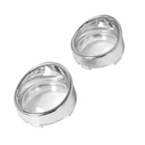 할리데이비슨 커스텀 튜닝 부품 오토바이 바이저 스타일 블링커 베젤 턴 시그널 라이트 렌즈 트림 커버 다이나 스트리트 글라이드 팻 보이 소프테일 투어링용 2X, 1.크롬 클리어 렌즈