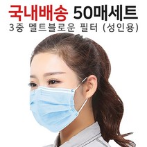 3중필터 멜트블로운 일회용마스크 고급형 블루(50매), 50매, 블루