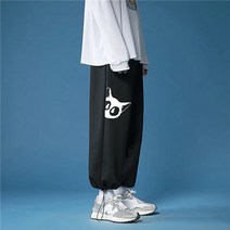 순면바지 남자 트레이닝팬츠 와이드 스트레이트 팬츠 조거 그레이 썸머 얇은