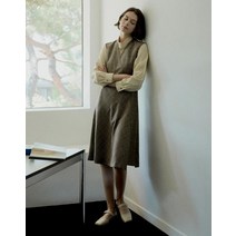 21FW [the H] 베이지 체크 울혼방 민소매원피스 HSDR1D790I2