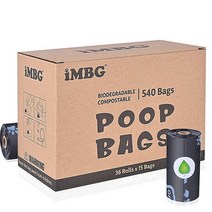 IMBG 강아지 배변 봉투 36롤 540개 33 x 22.9cm13 9인치 봉투 리필 롤 라벤더 향 매우 두꺼움 누출 방지 개와 고양이용 쓰레기 153191, 810 Count (Pack of 1), Black