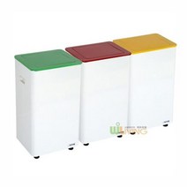 스틸분리함 STC 500R 칼라회전뚜껑 칼라6종 50L 3분류 수거통 쓰레기통 수거함 분리수거 분리함x423ud, 노랑