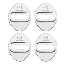 자동차 부품 4pcs 3D 스테인레스 스틸 자동차 도어 잠금 커버 스티커 Mazda 속도 Ms CX5 CX-3 3 5 2 M6 M3, 05 silver