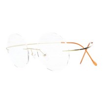 Eyekepper 티타늄 무테 원형 안경 48mm 원형 광학 프레임 블랙