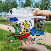 DIY 컬러링 비치파우치 (2종 택1) 도안포함, 투명파우치 (대)