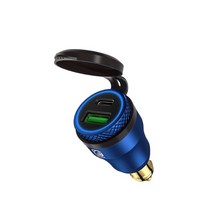 차량용 시거잭 멀티 소켓 30w qc3 0 빠른 충전 type c pd 전원 공급 din 소켓 usb powerlet 플러그 din 충전기 bmw 오토바이 트라이엄프 타이거, 블루 블루