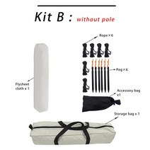 타프폴대 텐트 타프 폴대 클립 탑 랜더 블랙 코팅 야외 캠핑 육각 비닐 플라이, Kit B without pole
