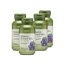 GNC [4개 SET] 빌베리 추출물 60mg 100정 (캡슐) Herbal Plus Bilberry Extract 100caps, 1