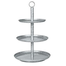 Ilyapa 아연 도금 3단 서빙 스탠드 - 케이크 디저트 애피타이저 등을 위한 3단 금속 트레이 플래터, 3 Tier