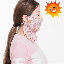 라운딩시 시원하고 쾌적한 자외선 차단 골프 마스크, 붐 인견 와이어 마스크_분홍플라워