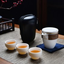 휴대용도자기찻잔세트 백자다기 3인 (다관1+찻잔3+케이스1), 상세 참조