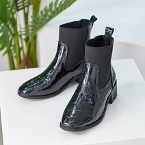 베리슈 여성 4.5cm 에나멜 뱀피 첼시 앵클부츠