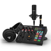마오노 캐스터 루프백 오디오 인터페이스 방송 장비+XLR 콘덴서 마이크+모니터 헤드폰 3중 세트, AU-AM100-K2