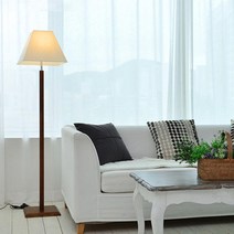 프리미엄 고무나무 브라운 원목 화이트 갓 모던 장스탠드 조명 침대 예쁜, YWBDD 캐슬장스탠드(브라운)_LED 주광색(하얀빛)
