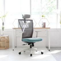 린백 사무용 컴퓨터 책상 의자 LB18H, LB18HW-화이트바디, 블루