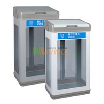 [위드리빙] 스틸분리휴지통(투명) (일반형 페달X 뚜껑O) (WL-2691), 실버