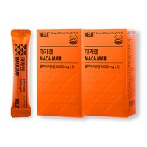 웰릿 마카맨 블랙마카 야관문 흑마늘 아연 엽산 셀레늄 분말 환 3000mg, 14포, 2개
