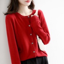 여성 가을 겨울 카디건 라운드 상의 아우터 니트
