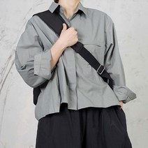 여성 립포켓 히든버튼 커프스소매 박시 크롭 남방