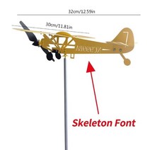 측량깃발 풍향계 풍속계 3D 비행기 날씨 베인 창의적인 세련된 금속 정원 플러그 장식 야외 정원용 부식 방지 내후성, [04] Yellow L Skeleton, 1개