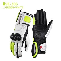 운전장갑 레이스 운전용 VEMAR 남성용 레트로 소가죽 염소 가죽 장갑 오토바이 긴 레이싱 보호 터치 스크린 모토크로스 겨울, 14.GreenWhite - XXL