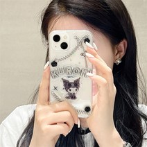 [아나마켓] 유니크 레진 큐빅 이니셜 파츠 쿠로미 아이폰 투명 젤리 케이스