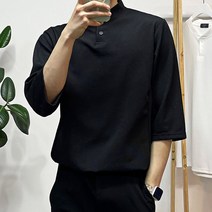 스타일에스 CM 남자 빅사이즈 7부 여름 헨리넥 반팔 티셔츠