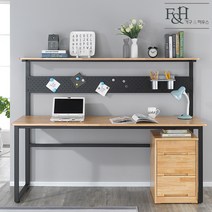 가구앤하우스 미슈레2 고무나무 원목 철재 선반 책상 (900/1200/1500/1800), 08. 미슈레 원목 선반책상 1800(블랙)