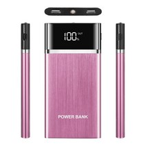 Superslim 휴대용 전원 은행 LCD LED 듀얼 USB 배터리 백업 충전기 초박형, Pink