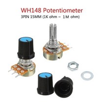 가변저항 WH148 3PIN 노브 포함 포텐셔미터 1k-1M ohm, 1개, 가변저항 10K