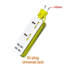 디자인 멀티탭 스마트 전원 스트립 범용 플러그 2500w 전기 소켓 3 ac 콘센트 qc3.0 고속 충전 타이머 스위치 소켓 2m, eu 2ac 4usb-녹색, 1개