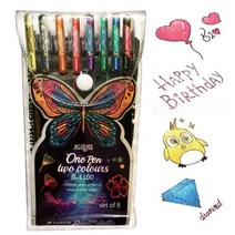 필기구사이트 하이브리드 듀얼 메탈릭 글리터 하이라이터 젤 펜 색상 변경 아트 드로잉 스크랩북 쓰기 문구 1.0mm 팁 8 개 세트 버드와이, 01_8 Color Set