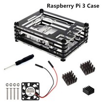 라즈베리파이 aokin for raspberry pi 4 case 9 layer acrylic cover shell box with 냉각 팬 방열판 for raspberry 3, 라즈베리 파이 3 키트 1