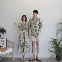 남녀 비치웨어 스커트 커플룩 원피스 하와이안 셔츠 커플 바캉스 커플 호캉스 바캉스 커플옷