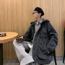 후드 데님 재킷 믹스매치 박시 학생 코트 오버핏 코디 트렌치 루즈핏 가디건 체크 아우터